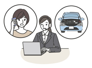 車のトラブル相談を受けるサポートオペレーター