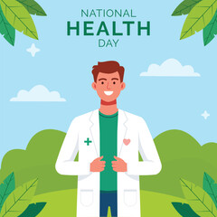 National Health Day Illustration with Doctor Character