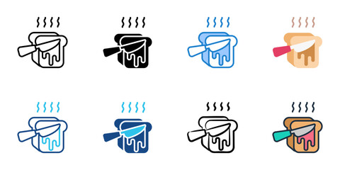 Toast icon set multiple style vector collection. Editable Stroke 
