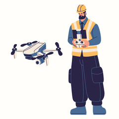 Fototapeta premium surveyor operating a mapping drone illustration