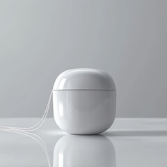 White dental floss container on glossy surface
