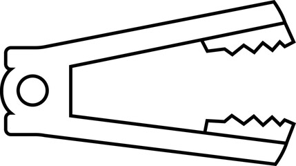 Stapler icon in black line style. Office tool silhouette, showing stationery equipment for documents, paper binding, school supplies and professional use isolated on transparent background.