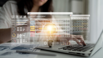 Smart project management dashboard visualizes timelines, monitors progress, and enhances workflow...