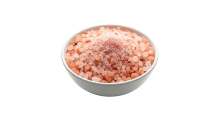 Himalayan pink salt crystals in bowl isolated PNG with Transparent Background