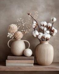 Minimal pastel Christmas interior with soft beige tones, delicate ornaments Pastel Modern Luxury Christmas Interior Minimal Pastel Luxury Holiday Interior