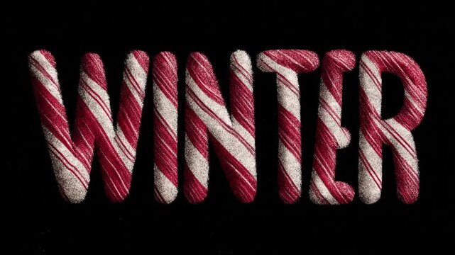 Candy Cane Striped Chalk Winter Text For Holidays