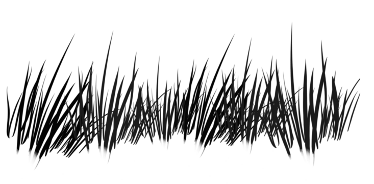 Grass transfer PNG black file featuring detailed black grass elements for digital design, artwork. - Powered by Adobe