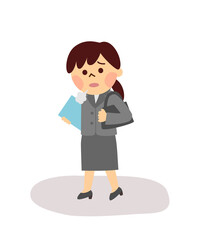 リクルートスーツを着てため息をつく女性