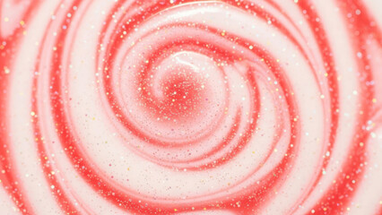 グリッターが混ざったピンクと赤のマーブル模様