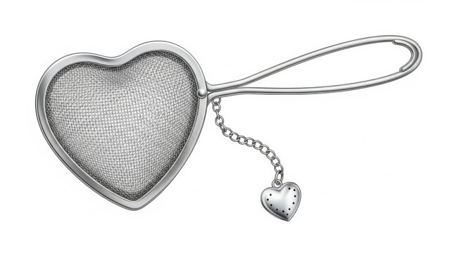 Elegant stainless steel heart-shaped tea infuser with attached charm for brewing lovers and