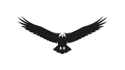 Obraz premium Black Eagle Silhouette with Wings Spread Wide.