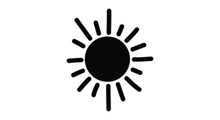A stark black circle with radiating lines forming a sunburst design a bold silhouette