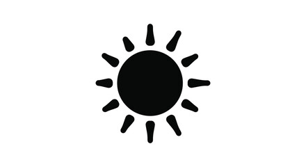 A dark circular shape with radiating points resembling a sun in black silhouette