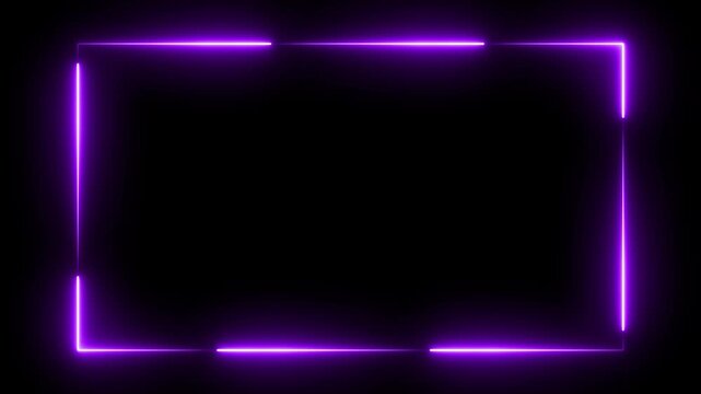 Purple neon rounded frame overlay with bright edges and light glow animation suitable for streaming setup gaming theme digital events and futuristic graphic decoration
