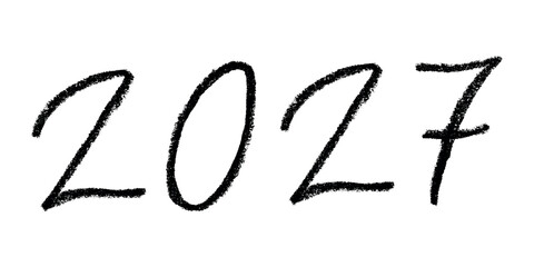 Hand drawn happy New Year doodle 2027 numbers Single element for calendar, card, banner, flyer, web, poster, design, decor
