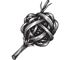 Intricate hand-drawn hop cone illustration perfect for craft brewery branding and packaging designs, adding a touch of vintage charm and rustic elegance to your project