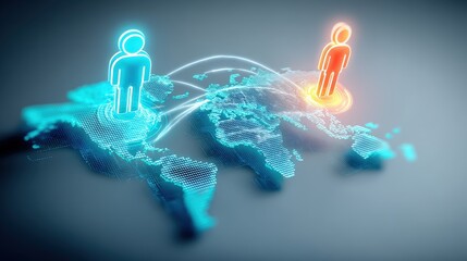 Global connectivity activation virtual networking between individuals digital world infographic abstract environment interactive viewpoint conceptualization