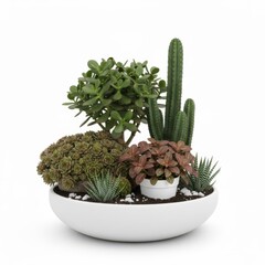 Isolated green houseplant cactus in a terracotta flowerpot ready for Christmas decoration and botany study