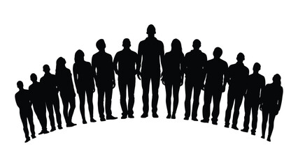 Diverse group of people silhouettes isolated on white background, Vector