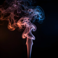Abstract colorful smoke plumes over dark background, cinematic style
