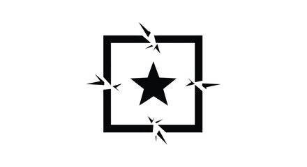 Fototapeta premium A striking black square with a central starburst and fractured edges a bold silhouette