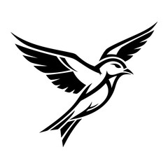 Fototapeta premium Black and white stylized drawing of a bird in flight, symbolizing freedom and nature's beauty