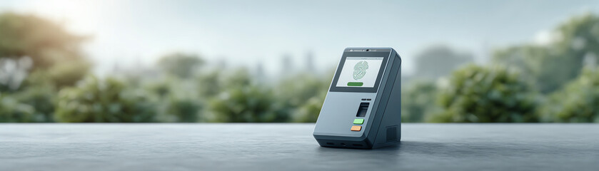 Modern security scanner and reader device for access control. Biometric technology provides secure system identification for safety and entry