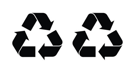 Three black recycling symbols arranged in a row a striking visual representation silhouette
