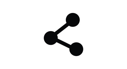 A simple black icon depicting a connection point with two branching elements silhouette