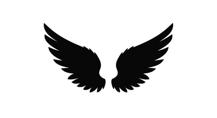 Obraz premium A simple black and white illustration of a pair of spread wings