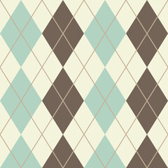 アーガイルチェック　モスグリーン&times;ブラウン縦　背景色アイボリー　Web