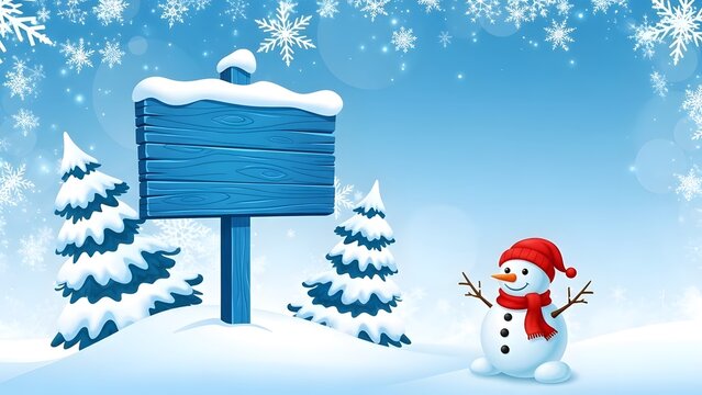Create festive winter magic with this cheerful snowman and snowy wood sign