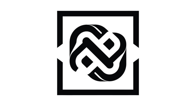 Intricate knot design within a square frame a captivating black and white silhouette