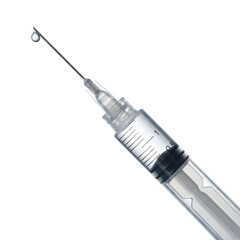 Close-Up on Medical Syringe with Clear Liquid and Needle Point
