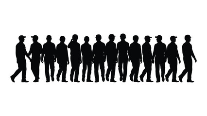 Silhouettes of walking men isolated on white background, Vector