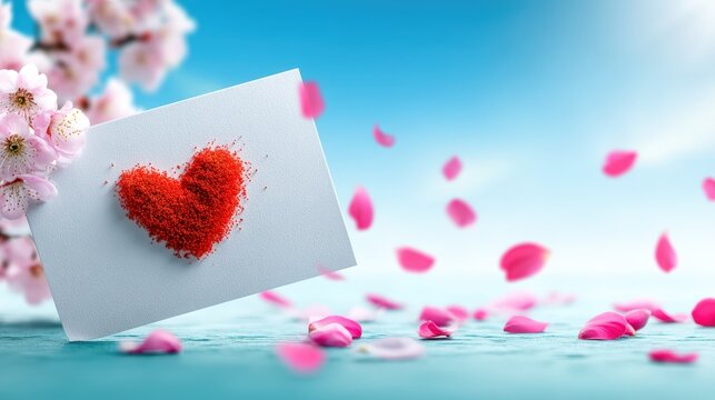 Romantic love letter on a serene beach sentimental scene nature background close-up perspective for valentine's day inspiration - Powered by Adobe