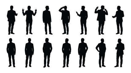Male silhouettes collection isolated on white background, Vector