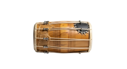 Indian folk percussion instrument Dholak isolated PNG with Transparent Background