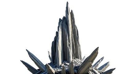 Striking Crystal Formation Against White Backdrop - A Study in Texture and Form.