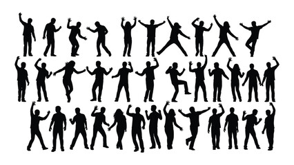 Dancing people silhouettes collection isolated on white background, Vector