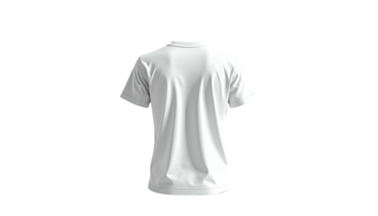 Back view of a plain white crew-neck t-shirt isolated on a black background