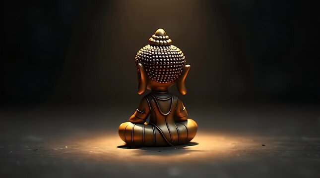 Small bronze figurine idol from an unknown civilization, patina finish, intricate engravings, soft rim light, floating on dark smoky backdrop