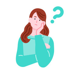 悩み顔の女性ビジネスパーソンのイラスト