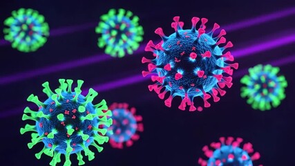 Microscopic animated coronavirus illustration rendering depicting novel viral particle structure - Powered by Adobe