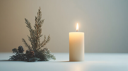 christmas candle and decorations