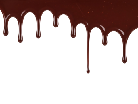 Rich dark chocolate sauce dripping and flowing in elegant wavy lines isolated on transparent background - Powered by Adobe