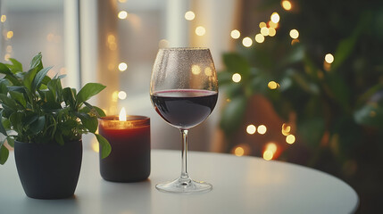 glasses of champagne on christmas background