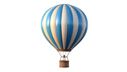 Striped hot air balloon on black background