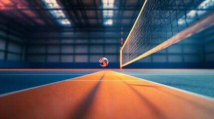Close-up view of a volleyball in motion.