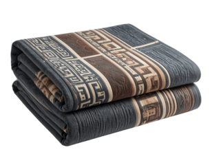 Folded fabric gray/brown with geometric designs on black